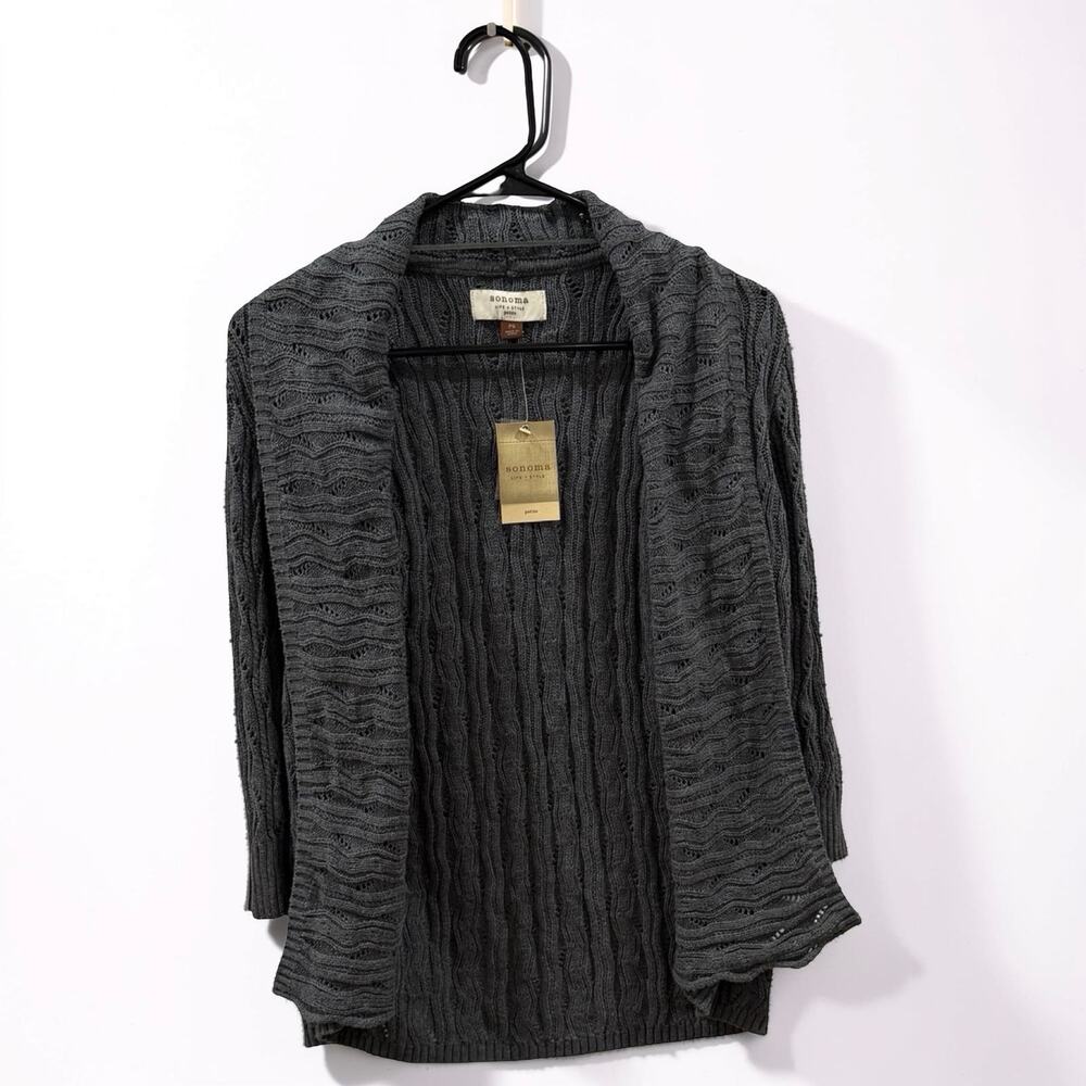 Sonoma Open Front Cardigan Gray Knit NWT Women’s Petite Small